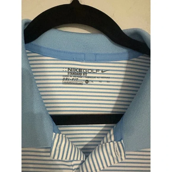 Nike Golf Dri-FIT Standard Fit Blue White Stripe Polo Shirt Men's XL - Picture 3 of 4